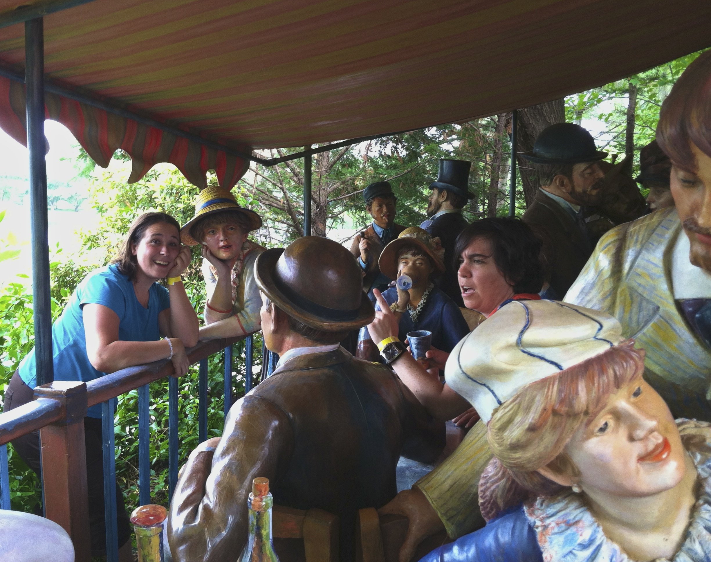 Can you find me inside the sculpture of the Luncheon of the Boating Party? 